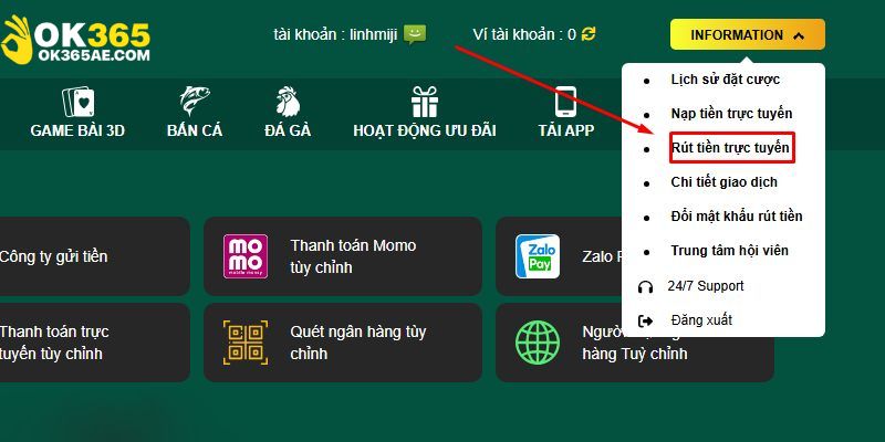 Hệ thống rút tiền OK365 cực kỳ an toàn và tiện lợi